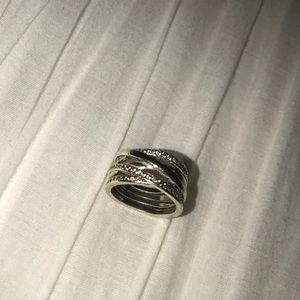Pandora entwined ring clear cz